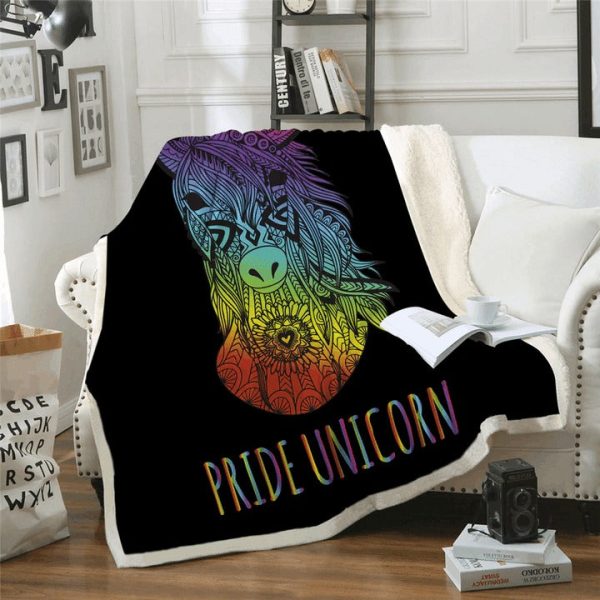 unicorn pride for lgbt printed sherpa fleece blanket