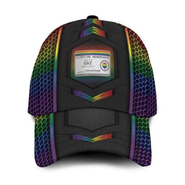 customized with name printing baseball cap hat gay lifetime membership gay lesbian cap