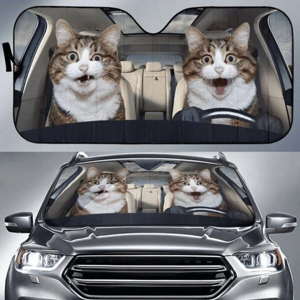 cats funny auto car sunshade
