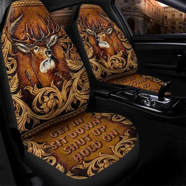 deer faux tooled leather car seat cover set best seatcover for auto