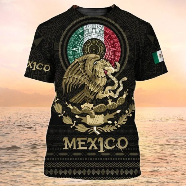 mexico coat of arm 3d print shirt mexico azteca pattern tshirt