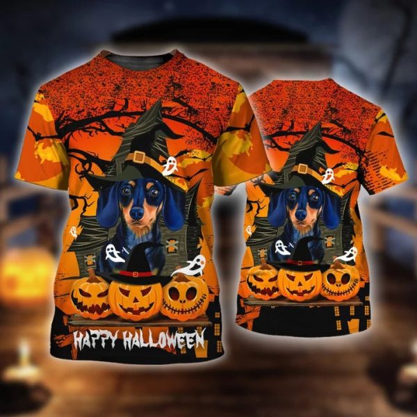 3d happy halloween dachshund lovers t shirt halloween gift for dog lovers