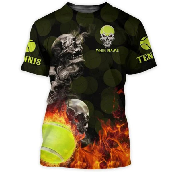 custom skull tennis tshirt 3d all over print tennis shirt tennis team club uniform tennis player gift