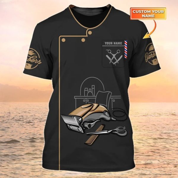 barber clothing barber tools shirt barber shop uniform 3d barber tee shirts