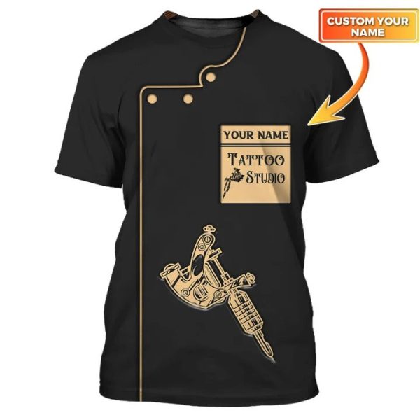 black tattoo artist personalized 3d shirt classic tattoo uniform