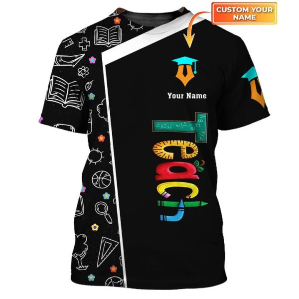 personalized custom name teach tee shirt teacher tshirt teacher pattern shirt