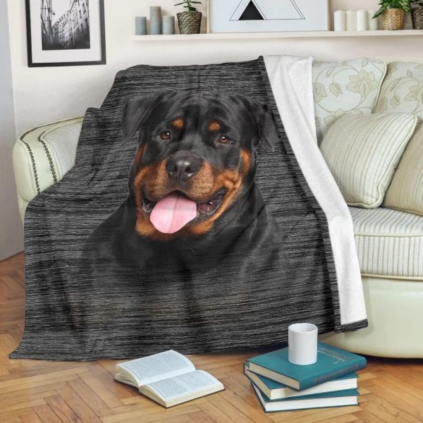 dog blanket black rottweiler full print blanket throw fleece soft premium blanket bedding decor