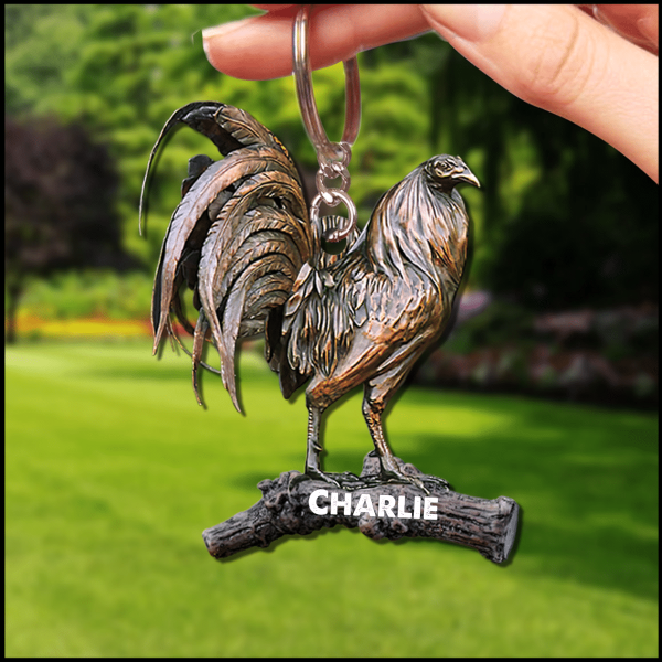 personalized rooster acrylic keychain for rooster lovers keychain for boyfriend
