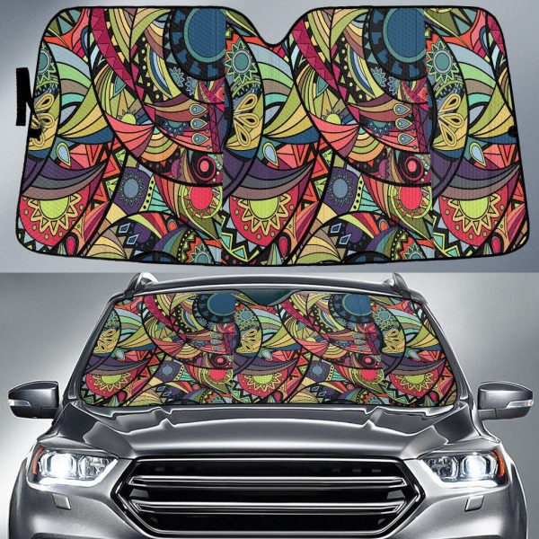 hot tone colors mirrored flowers paisley texture dot theme car sun shades cover auto windshield coolspod