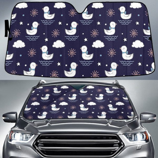 femal white duck under the sun navy car sun shades cover auto windshield coolspod