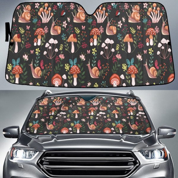 snail and poisonous mushroom brown theme car sun shades cover auto windshield coolspod
