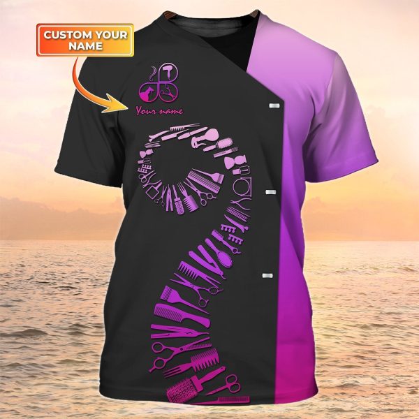 women hairdresser custom tshirt hairstylist 3d all over print tshirt hair salon uniform