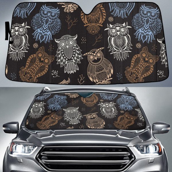 multicolor long ears night owls brown theme car sun shades cover auto windshield coolspod