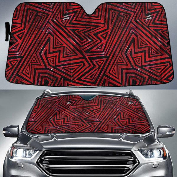 red and black triangle pattern geometric texture car sun shades cover auto windshield coolspod