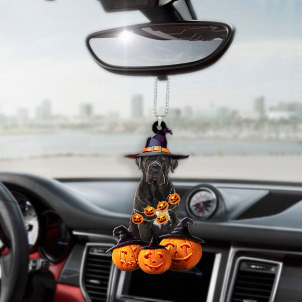 cane corso dog halloween pumpkin scary car ornament