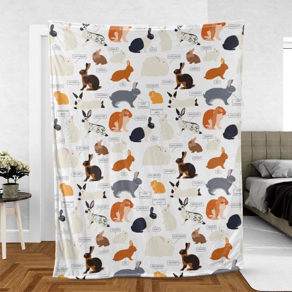 rabbit breed pattern blanket gift for baby throw rabbit blanket soft cozy warm blanket gift for rabbit lover cute baby blankets