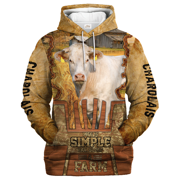charolais life is simple a farm hoodie birthday present to farm lover