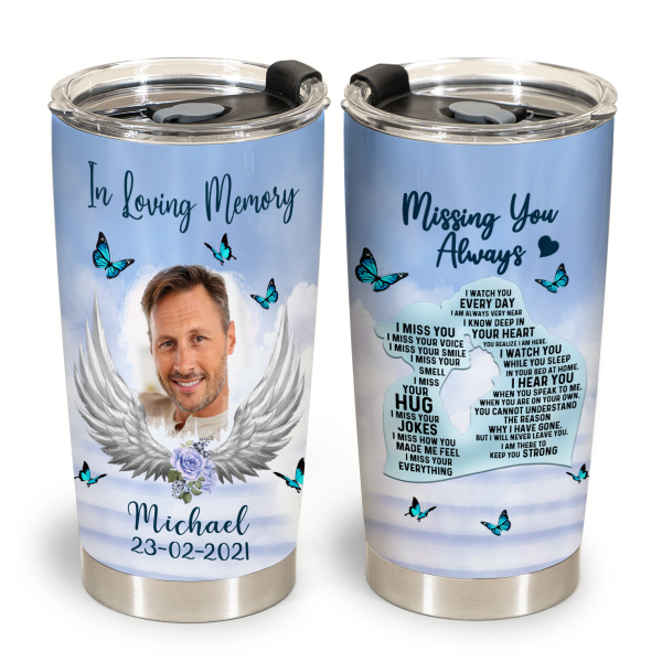 missing you always personalized photo tumbler memorial