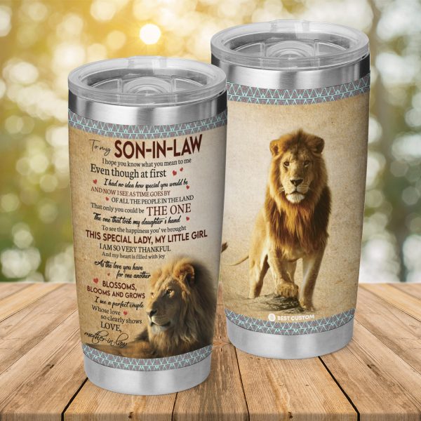 gift for son in law tumbler lion blossoms blooms and grows love mom in law