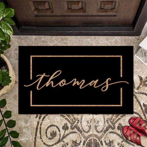 black doormat black welcome mat custom last name doormat personalized doormat modern black doormat
