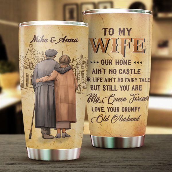 my wife is my queen forever gift for couples personalized tumbler