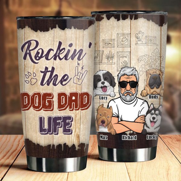 rockin the dog dad life personalized tumbler gift for dad gift for pet lovers