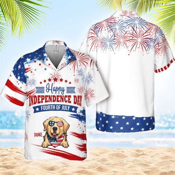 happy fourth of july personalized hawaiian shirt gift for dad gift for pet lovers