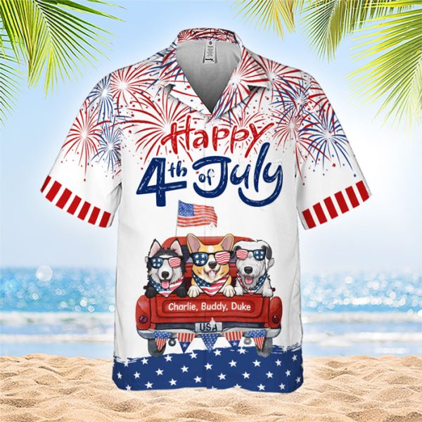 happy 4th of july together personalized hawaiian shirt gift for dad gift for pet lovers