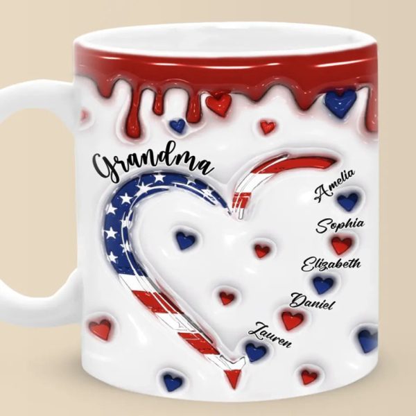 grandmas heart brims with boundless love family personalized custom 3d inflated effect printed mug gift for mom grandma