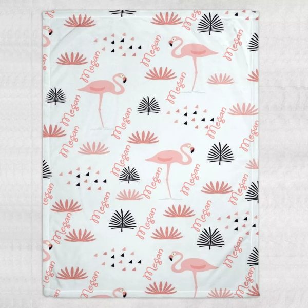 custom with name baby cute flamingo blanket new born baby gift throw blanket animal kid baby blanket