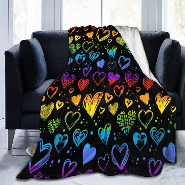 gay pride rainbow lgbt colorful hearts bed blanket ultra soft fleece blankets for lgbt community