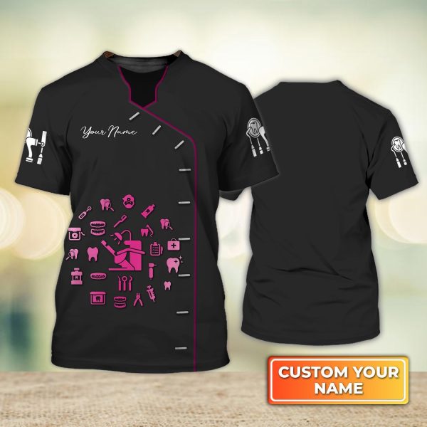 custom men dentist shirt dentistry dental dentist uniform black 3d shirt