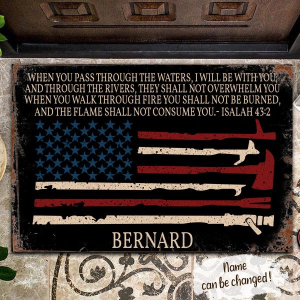i will be with you personalized doormat firefighter