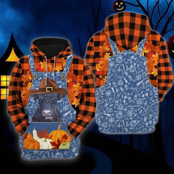 happy halloween belted galloway orange hoodie farm gifts