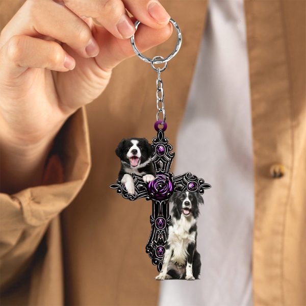 border collie pray for god acrylic keychain dog keychain falppllc