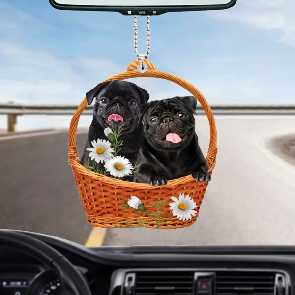black pug gods present car hanging ornament couple dog ornaments