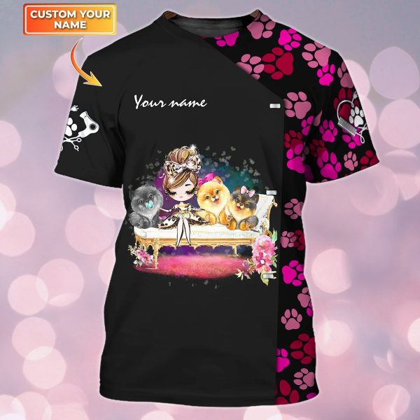 personalized 3d tshirt tad dog groomer best gift for groomer uniform groomer shirt