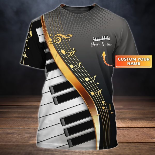 personalized 3d sublimation piano on shirt for men women gold piano shirt gift for piano lover