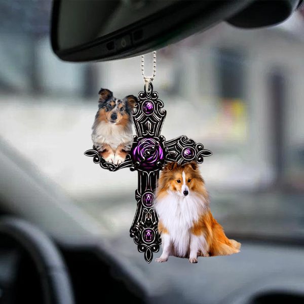 shetland sheepdog pray for god car hanging ornament auto ornament coolspod