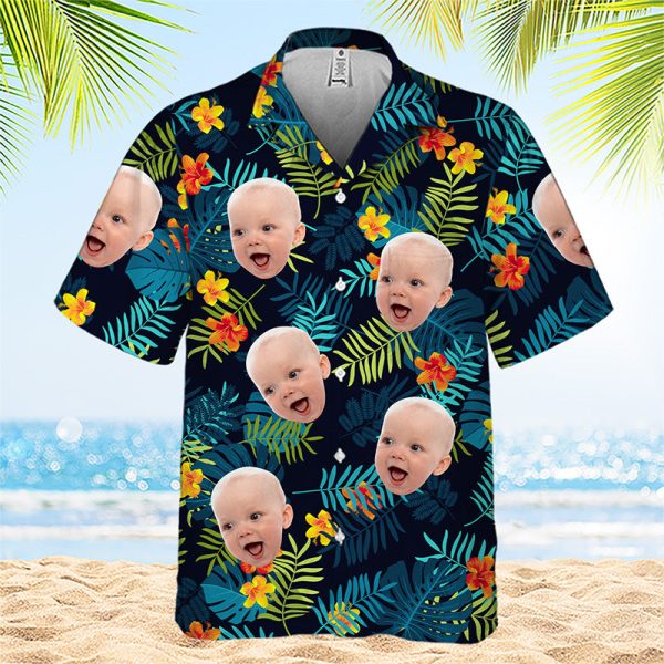 custom photo tropical vibes only family personalized face custom unisex tropical hawaiian aloha shirt summer vacation gift gift for family members