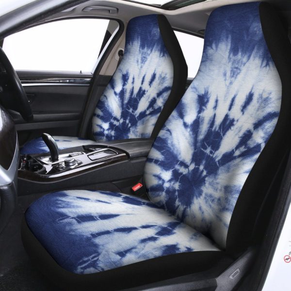 blue and white tie dye print universal fit car seat covers