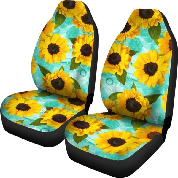 bright sunflower pattern print universal fit car seat covers