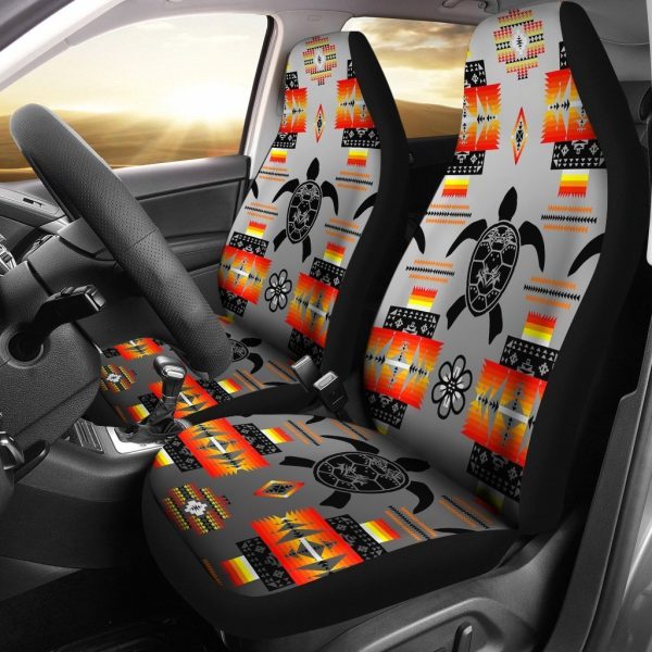 turtle all over printed seat cover for car grey and orange native turtle universal fit car seat covers