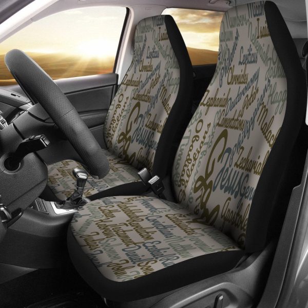 grey christian text universal fit car seat covers