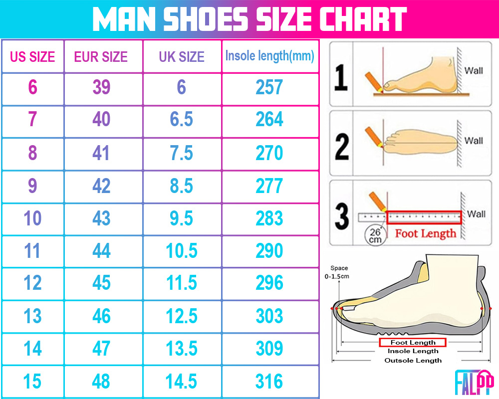 Falpp Size Chart men shoe